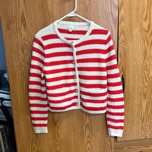 a new day Red and Cream Striped Cardigan